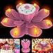 Homecube LED Birthday Candles, Flameless Musical Birthday Candles with 3 Adjustable Flash Modes, Rotatable Flower Birthday Cake Toy with Blow Out Design for Birthday Party Decoration (Pink)