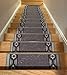 Stair Treads Skid Slip Resistant Backing Indoor Carpet Stair Treads Trellis Border Design 8 ½ inch x 26 ¼ inch (Set of 13, Grey Black)