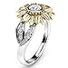 WensLTD Clearance! 2-in-1 Womens Vintage White Diamond Silver Engagement Wedding Band Ring Set (#8, Gold Flower)