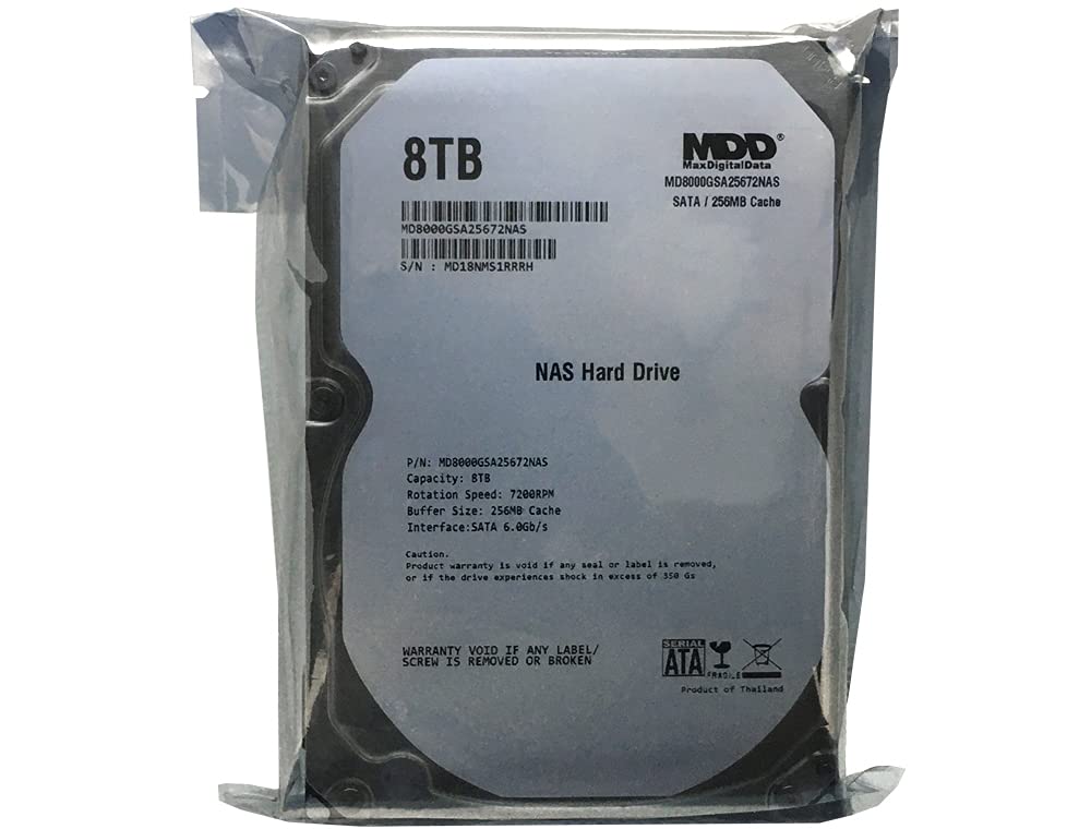 MaxDigitalData 8TB 7200 RPM 256MB キャッシュ SATA 6.0Gb/s 3.5インチ 内蔵ハードドライブ NASネットワークストレージ用 (MD8000GSA25672NAS)