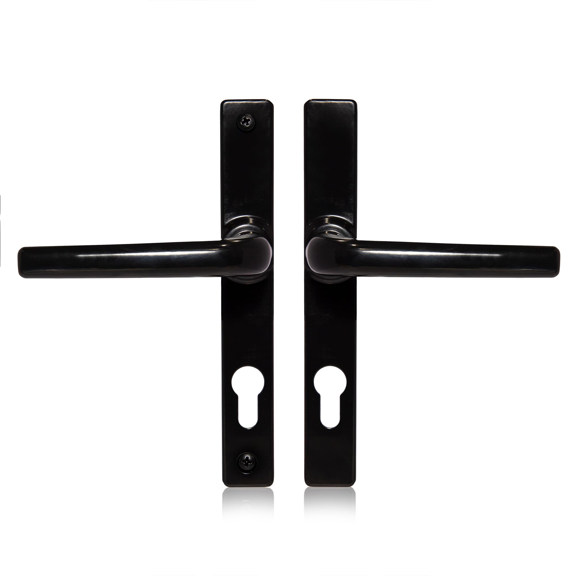 Schlosser Technik Uros Matt Black Ferco Door Handle Replacement (PZ 70mm, Screw Hole Distance 180mm, Overall 205mm), UPVC Front Door Handle Compatible with GU Ferco Locking System.