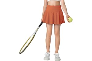 LETAOTAO Girls' Tennis Skirt Golf Skort Kids Athletic with Zip Pockets and Shorts UPF50+