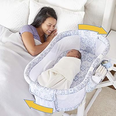 halo bassinest swivel luxe series sleeper blue medallion