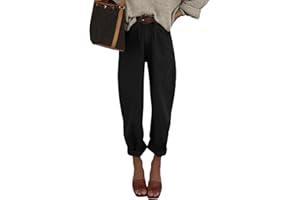 EVALESS Womens Baggy Jeans High Waisted Stretchy Boyfriend Barrel Denim Ankle Pants