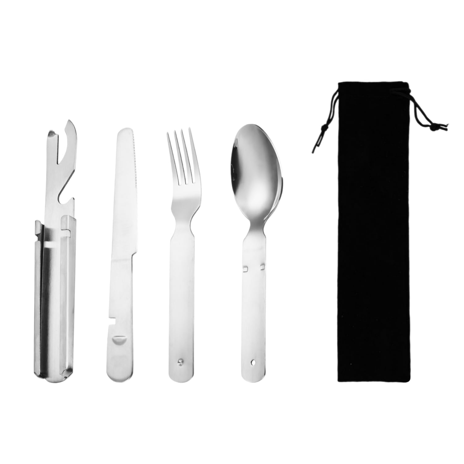 4 Piece Camping Tableware, Travel Tableware, Camping Tableware Set, Stainless Steel Camping Tableware, Folding Tableware, Outdoor Tableware, Tableware for Outings