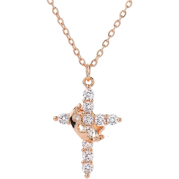 Dazzlingrock Collection 1.95 Carat Lab Created Emerald Cross Pendant - 10K Gold With Silver Chain Included - View #4