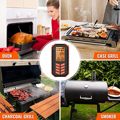 Termometro da cucina senza fili con 2 sonde per barbecue, fino a 80 metri per forno, barbecue, cucina, barbecue, barbecue