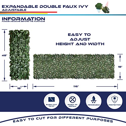 Windscreen4less Artificial Leaf Faux Ivy Expandable/Stretchable Privacy