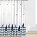 Eforcurtain Beach Pattern Waterproof Shower Curtain with Hooks Multi-Colored (White/Navy) (72-Inch by 72-Inch)
