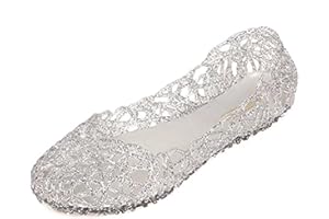 HITCH REAP Women's Jelly Sandals Ballet Shoes Slip On Flats Hollow Out Loafers