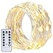 Led String Lights with Remote,Decornova 19.7ft 60 LEDs IP44 Waterproof Super Bright Silver Wire 8 Modes Rope Dimmable Lights with for Home Bedroom Party Tree,Battery Operated,Warm White