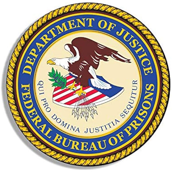Amazon Com Jr Studio 4x4 Inch Round Federal Bureau Of Prisons Seal Sticker Us Fbp Logo Guard Justice Vinyl Decal Sticker Car Waterproof Car Decal Bumper Sticker Kitchen Dining