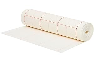 MEGREZ Chinese Calligraphy Brush Writing Sumi Paper, Xuan Paper Roll Rice Paper with Grids for Students and Beginners Practice Chinese Japanese Calligraphy 10.0 cm/Grid, 13.7" x 1968.5"/Roll, White