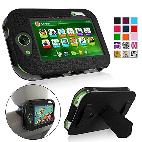 Fintie LeapFrog LeapPad Platinum / LeapPad Ultra XDI / LeapPad Ultra 7-Inch Tablet Case - Premium Vegan Leather Standing Cover with Car Headrest Mount Holder Function Kids' Learning Friendly, Black