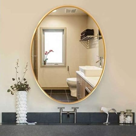 Spiegel-Badezimmerspiegel, ovaler Make-up-Spiegel mit Aluminiumrahmen