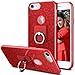 iPhone 8 Case with Stand, HoneyAKE Ultra Thin Cover Glitter Bling Sparkle Shell Luxury Shining Fashion Style 3 Layer Slim Fit Protective Soft Phone Case for Apple iPhone 8(Red)