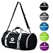 Foldable Sports Duffel Gym Bag for Women Men with Shoe Compartment, Lightweight Waterproof, Travel Carry on Weekend Bag Black