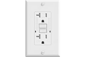 PLUGTUL GFCI Outlet 20 Amp, Tamper-Resistant, Weather Resistant, Self-Test GFI Receptacles with LED Indicator, Wallplate Included, Indoor or Outdoor Use, UL Listed, White (1PACK)