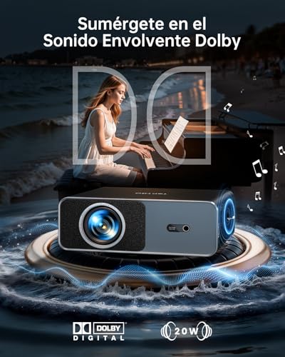 Projector 4K【Integrated Official App/Dolby】 1000ANSI Smart Projector Compatible with Netflix AI Auto Auto/Keystone, Projector1080P Native WiFi 6 Bi-directional BT5.2 Zoom 50% for Home/Outdoor Cinema