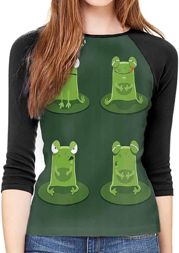 QIAOQIAOLO Funky Decor Women's Blouse 3/4 Sleeve Breathable Slim-fit Teens