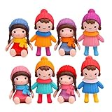 Cute Girls Figures Toys, Kimkoala 8Pcs Lovely Plastic Miniature Girls Figurines For Handcraft Fairy Garden Ornaments Micro Landscape Decorations Birthday Cake Toppers Kids Gift