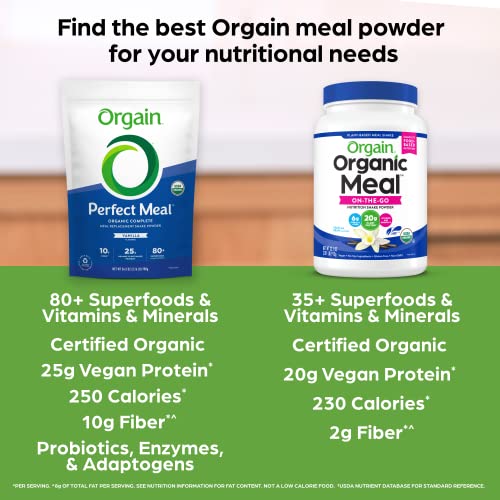 Orgain Organic Perfect Meal Powder, Vegan Meal Replacement with 25g of