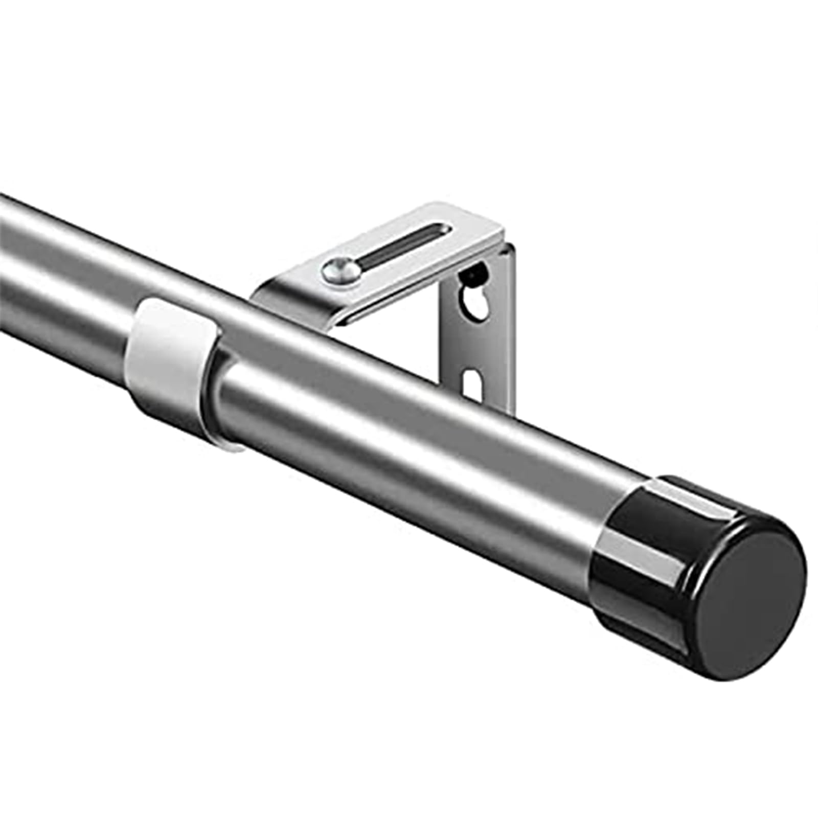 FLY HAWK Curtain Rod, 76-365 cm, Stainless Steel, Silver, Wall Mounted, Adjustable, Curtain Rod for Windows with Round End and Finials, Hanging, Window Decoration and Privacy