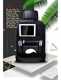 Jiadi Si   Protector de asiento de coche + organizador de asiento trasero, bandeja de mesa, mesa de comedor plegable con soporte para iPad y tableta, organizador de accesorios de viaje (negro)