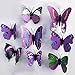 NewNewStar 12PCS 3D Purple Butterfly Wall Stickers New Home Art Decor Decoration Decals - DIY Removable 3D Vivid Special Man-made Lively Butterfly