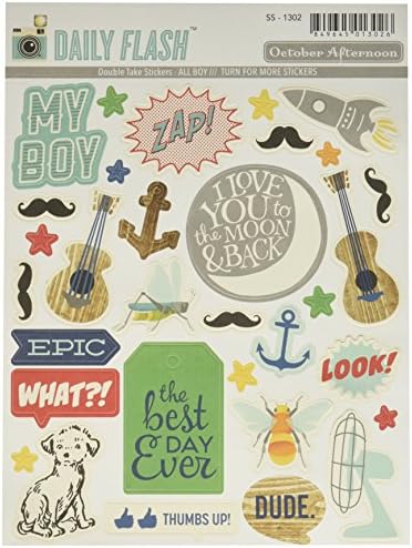 October Afternoon Daily Flash All Boy Double Take Sticker, Shapes and Labels