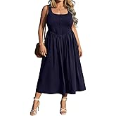RITERA Plus Size Summer Dresses for Curvy Women Maxi Square Neck Sleeveless Casual Beach Sundress with Pockets, Flowy Dress