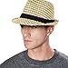 Younglove Summer Beach Straw Fedora Hat w/Solid Hat Band Beige 59CM