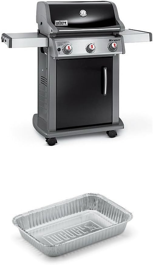 Weber 46510001 Spirit E310 Liquid Propane Gas Grill, BlackWITH Weber 6415 Small 7-1/2-Inch-by-5-inch Aluminum Drip Pans, Set of 10