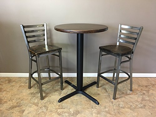 Reclaimed Wood Seat Bar Stool | With Ladder Back Metal Frame | Set of 4 | Restaurant Grade | High Quality |30 Inch High Barstool