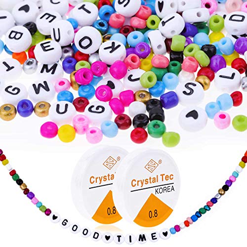 image for Beads for Bracelets, Cridoz 2800 Pcs 4mm Small Pony Beads with 1200 Pc