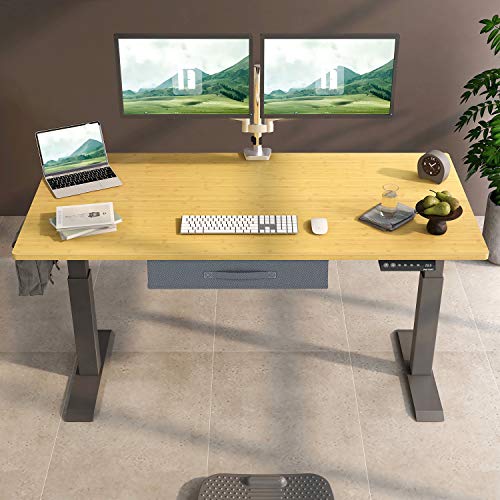 FEZIBO Electric Height Adjustable Standing Desk with Drawer, 48 x 24 Inches Splice Board, Black