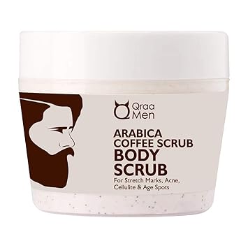 QRAA Men Arabica Coffee Body Scrub for Cellulite and Ageing Skin, Exfoliates & Polishes, 200 g