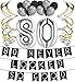 80 Never Looked So Good Birthday Party Pack - Black & Silver Happy Birthday Bunting, Balloon, and Swirls Pack- Birthday Decorations - 80th Birthday Party Supplies