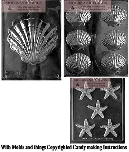 Fancy Shells Chocolate Candy Mold, Starfish chocolate candy mold, LARGE SHELL chocoolate candy mold With Copywrited Candy Making Instruction