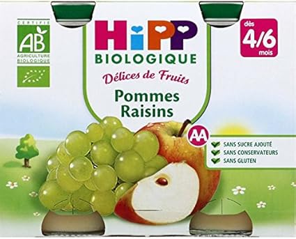 Hipp Petit Pot Fruits Pommes Raisins Des 4 Mois Amazon Fr Bebes Puericulture
