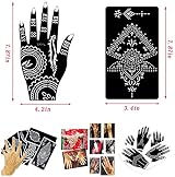 XMASIR 16 Sheets Hand Tattoo Stencil Kit Reusable Temporary Indian Arabian Body view 2