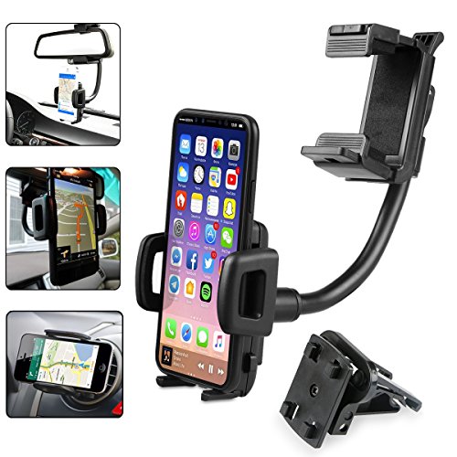 Linkstyle Car Mount Phone Holder 2 in 1 Universal 360 Degree Car Air Vent Holder Rear View Mirror Mount Stand Cradle for iPhone X 8 7 7s 6s Samsung Galaxy Note 8 Note 7 S8 LG Huawei Google Nexus GPS - Thumbnail 5