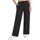Weintee Women's Low Rise Wide Leg Sweatpants Cotton Pants with Pockets