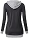 Messic Women's Funnel Neck Check Contrast Tunics Lightweight Pullover Hoodie Top (33#Carbon Black, XX-Large)
