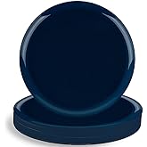 Edge Collection Dark Blue Plastic Plates 10.6" - 10 Count, Stylish & Sturdy Disposable Dinnerware for Parties, Events, and Occasions