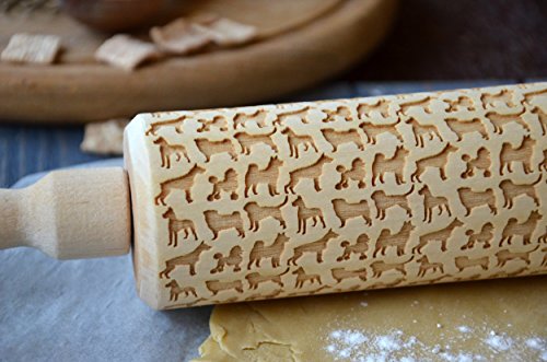 Dachshund Dog Pattern Wooden Engraved Rolling Pin for baking classic- By Enjoy The Wood - Rolling Pin engraved Sugar Cookies Gift for Her Small decorative