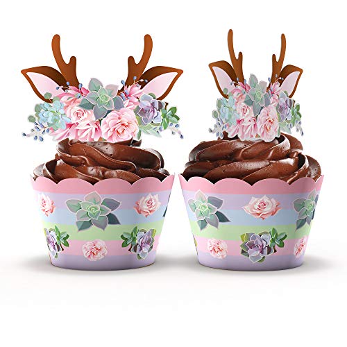1 Woodland+Deer+Cupcake+Toppers+Wrappers