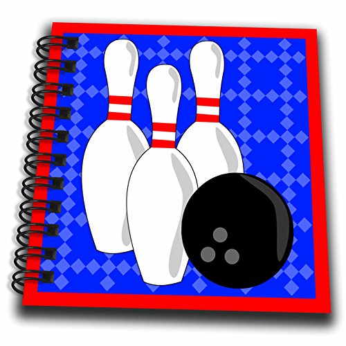 3dRose Blue & Red - Bowling Pins & Ball - Mini Notepad, 4 by 4-Inch (db_43149_3)