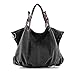 BMC Charcoal Black Denim Multi Zipper Pocket Oversized Lined Fashion Handbag Satchel Shopper Tote