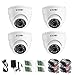 ZOSI 4 Pack 1080P 2.0MP Outdoor Indoor 3.6mm 24PCS Infrared IR Lens Day Night CCTV IR Cut White Dome Surveillance Security Camera Compatible for TVI DVR
